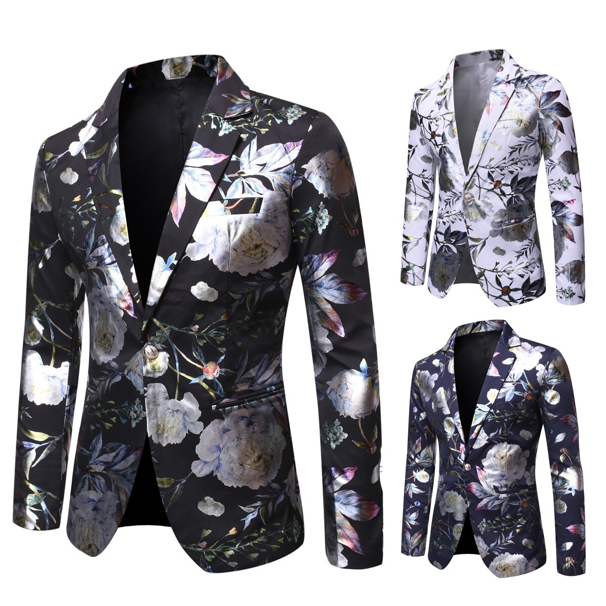 Four Seasons Men's One Button Printed Suit Dress Business Long Sleeve Costume Men's Clothing Mens Suit Jacket Blazers M-3XL