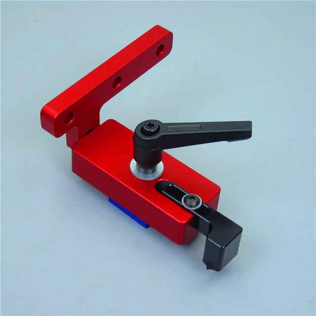 Uniwersalny 45 typ T-track T-slot prowadnica ukośna Jig ze stopu Aluminium ze stopu Aluminium prowadnica ukośna zatrzymać do obróbki drewna narzędzia DIY do piły stołowej Pusher: 1Pc Red Track Stop