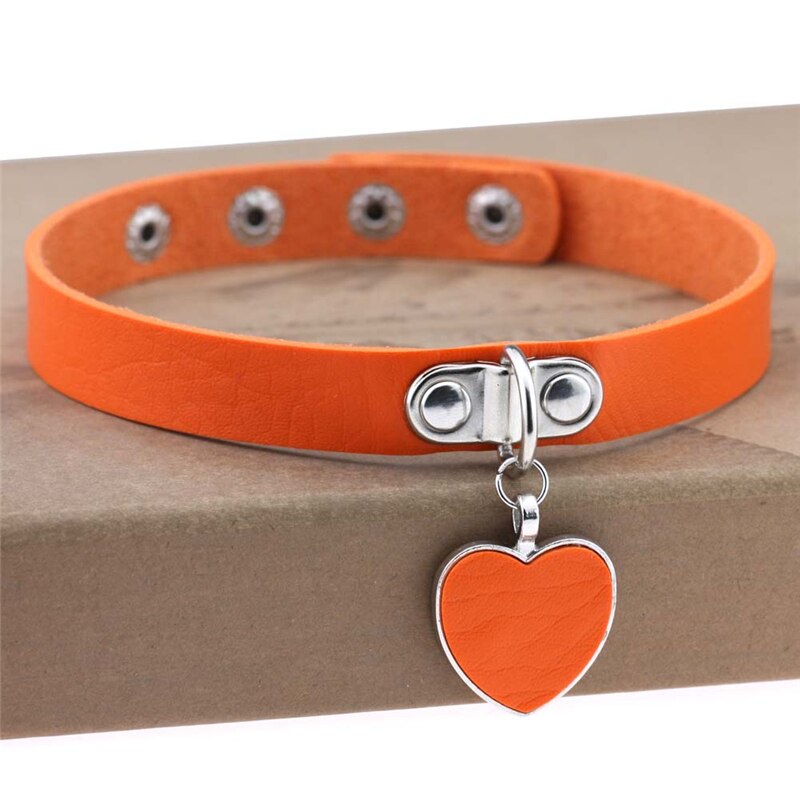 Heart Pendant PU Leather Choker Necklace Girls Punk Statement Jewelry Wedding Party Jewelry Accessories: 10