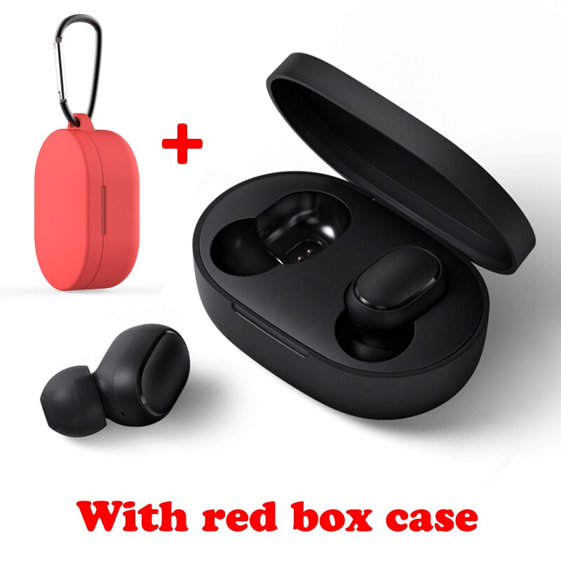 Alkuperäiset xiaomi redmi airdots tws bluetooth 5.0 langattomat bluetooth kuulokkeet stereo basso nappikuulokkeet: Punainen kotelo