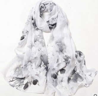 Beach flower print Georgette chiffon scarf silk square hijab cool shawl ladies foulard femme Scarves hair bufanda mujer: 4