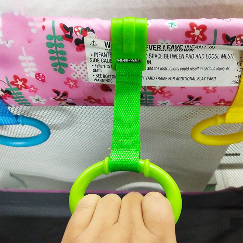 Baby læring stående krybbe håndring hjem pladsbesparende bærbar lille seng hængende pull ring legetøj