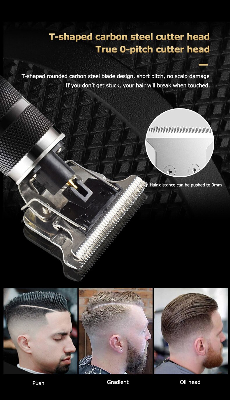 Mænds hårtrimmer elektrisk hårklipper t-blad skægtrimmer hårskæring haircut maskinstyling barberingsværktøjssæt