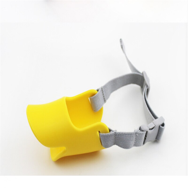 Novelty silicone cute duck mouth dog mask muzzle Bark bite stop anti-bite mask For Pet dog: YELLOW / L