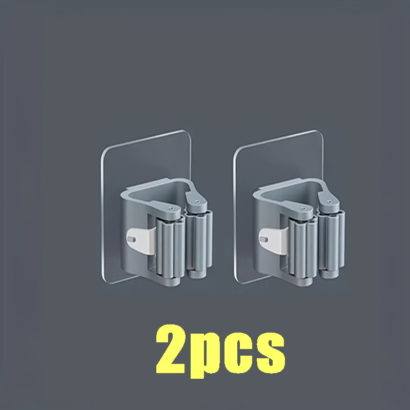 Moppeholder selvklebende kostestativ veggmontert moppestøtte feiebørstekrok oppbevaringsorganisator bad kjøkkenutstyr: Svart