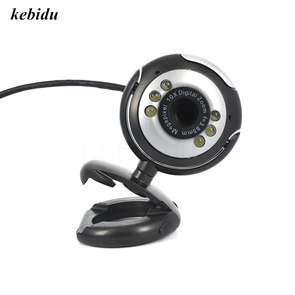 Kebidu USB 2.0 12,0 Mega Pixel Digital HD Webcam Kamera 6 LED Web Cam mit Mic Mikrofon für Skype für MSN PC etc