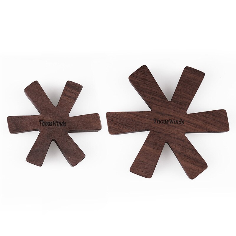 Tapete de aislamiento de madera maciza, Mantel Individual para acampar al aire libre, copo de nieve, tapete para olla: Black walnut Suit