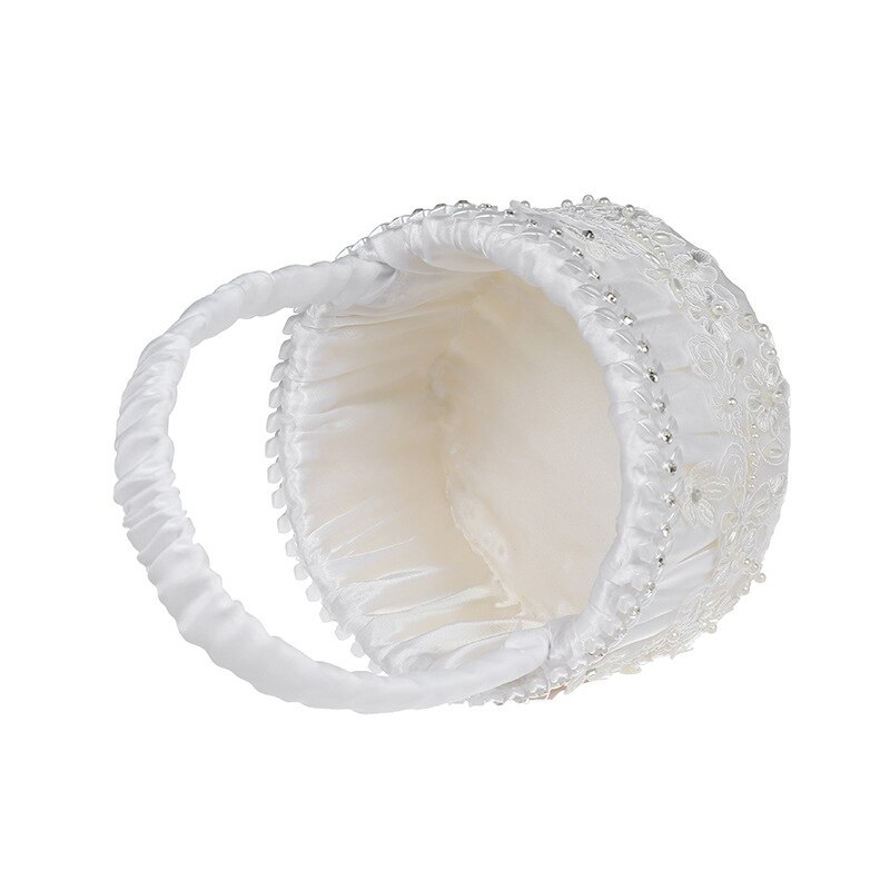 Wedding Supplies Flower Girl Sprinkle Flowers Portable Flower Basket White Applique Bride Wedding Plastic Flower Basket