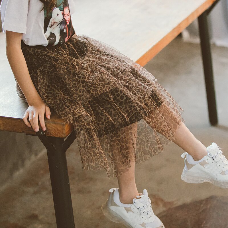 Falda tutú con estampado de leopardo para niñas, faldas de Ballet esponjosas para , Baile de Princesa, ropa de tul, novedad