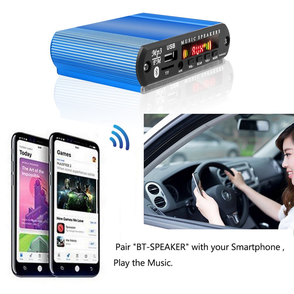 Kebidumei Auto Versterker MP3 Decoder Met Afstandsbediening USB Digitale LED SD Audio Versterker SD/Mmc-kaart U Stok FM Radio Speler