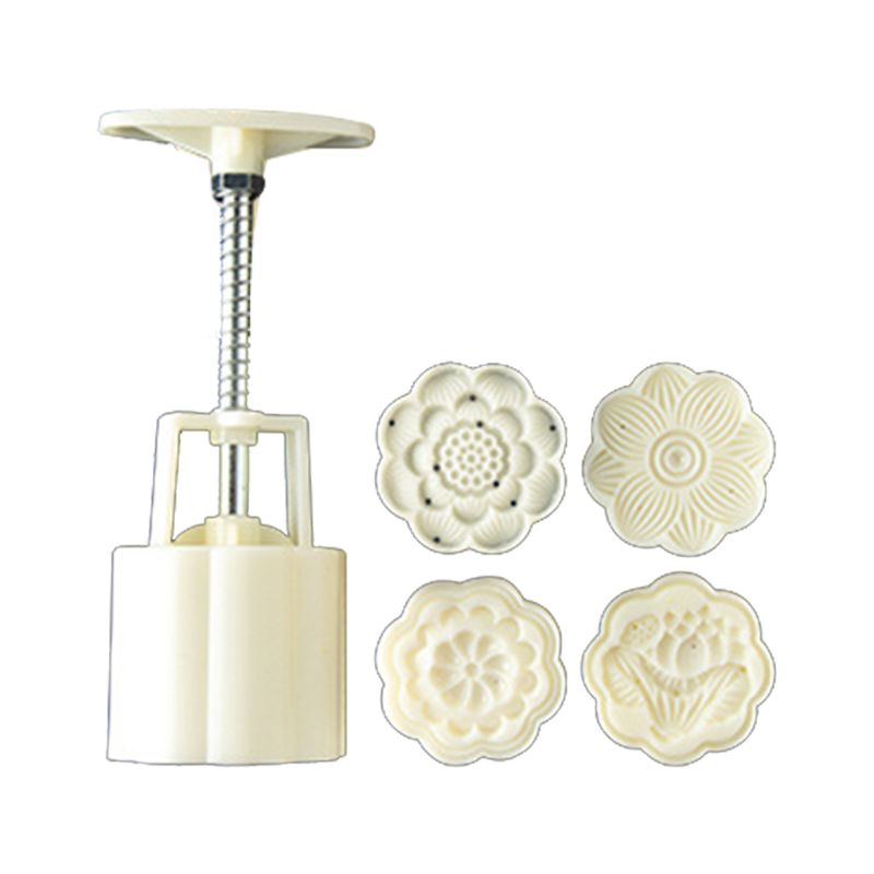 50g Mooncake Barrel Mold with 4/6 Flower Stamp Hand Press Moon Cake Pastry Mould: 2
