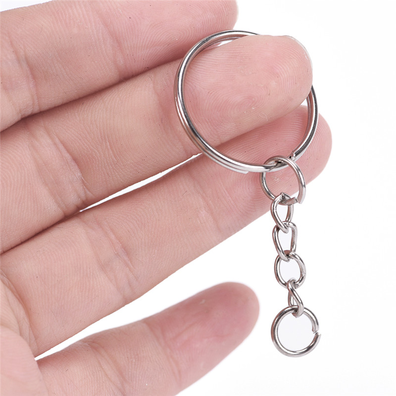 50 stk forsølvet metal blank nøglering nøglering kvindelige mænd nøglering diy nøglering tilbehør nøglering split ring