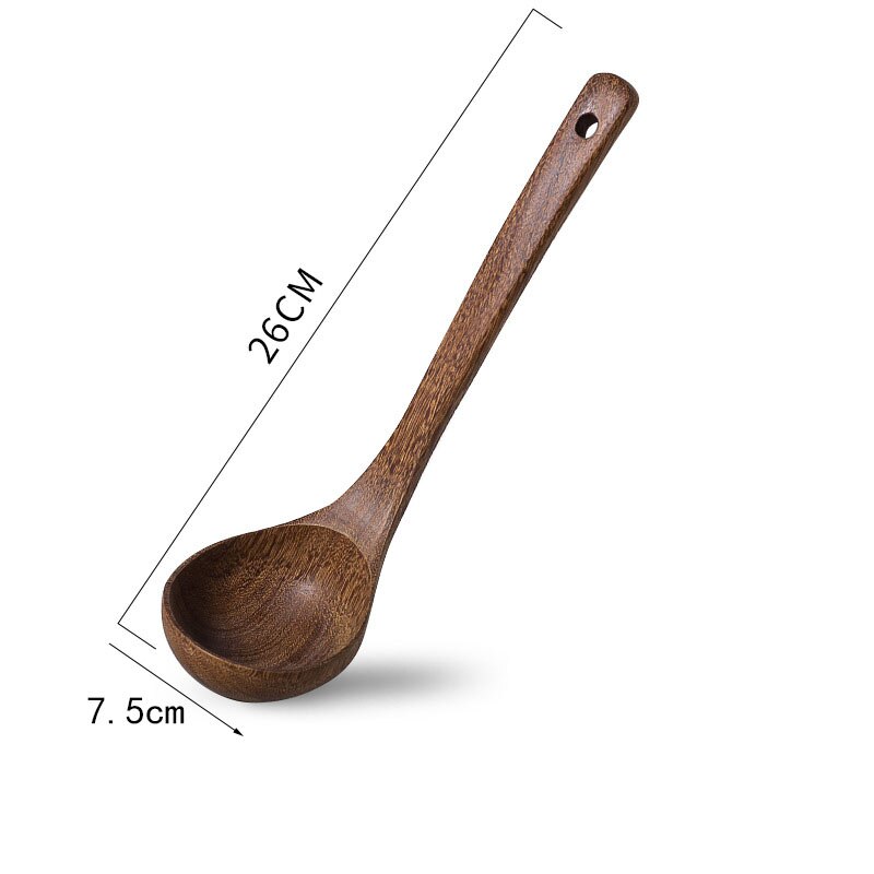 Thaïlande teck bois naturel vaisselle cuillère antiadhésive Pan riz cuillère longue passoire à riz cuisine outil de cuisson: 1pcs  26cm