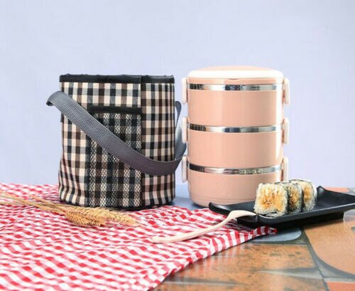 Portable Insulated Food Container Bag Thermos Cooler Picnic Tote Lunch Box Bento Food Container