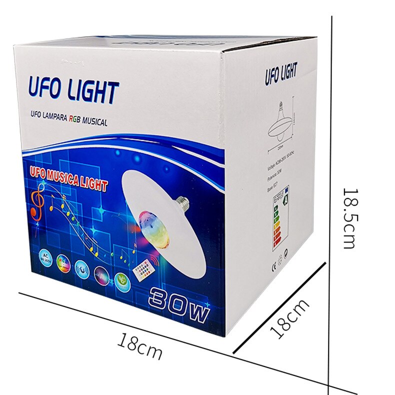 30W E27 Smart Dimmable Light Bulb UFO Bluetooth Crystal Magic Ball LED Light Bulb Remote Control 2835 RGB Projector Night Light