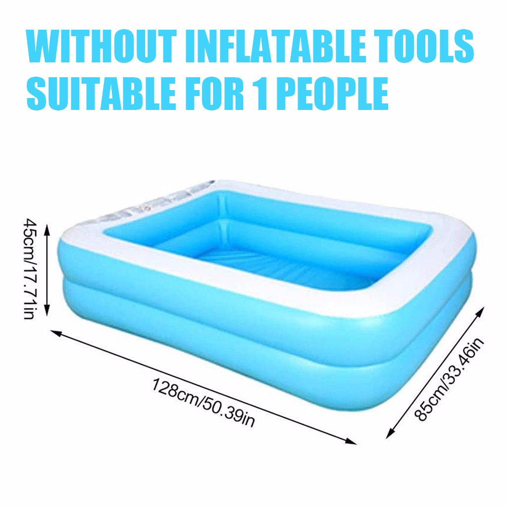 Rechthoekige Opblaasbaar Zwembad Thicken Pvc Peuterbad Baden Bad Outdoor Zomer Zwembad Voor Kinderen # S: 128x85x45cm