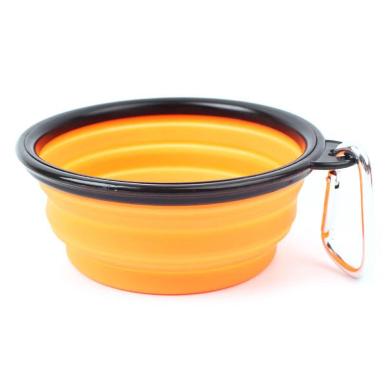De Viaje de silicona plegable Bol para mascotas perro tazón plegable portátil Gato comida de perro alimentación de agua taza plato, suministros para mascotas: orange