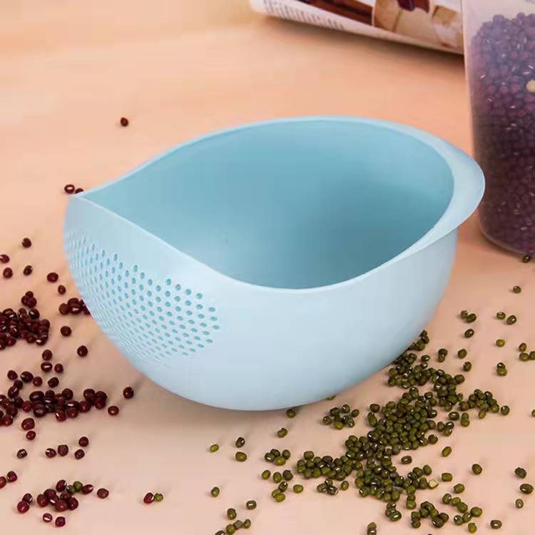 Colador de plástico de alimentaria para lavado de arroz, cesta de limpieza, escurridor, utensilios de cocina: Blue / L