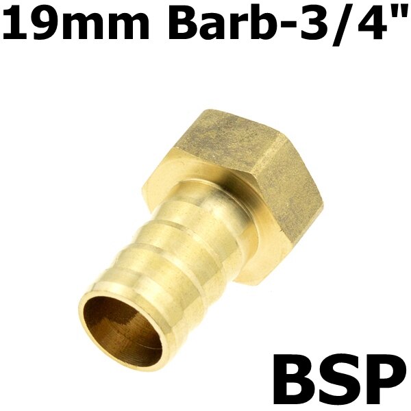 Brass 12mm 14mm 8mm 10mm 19mm 25mm Hose Barb Tail Fitting 3/4" PT BSP Female Thread Connector Joint Copper Pipe Coupler Adapter: 19mm Barb-06