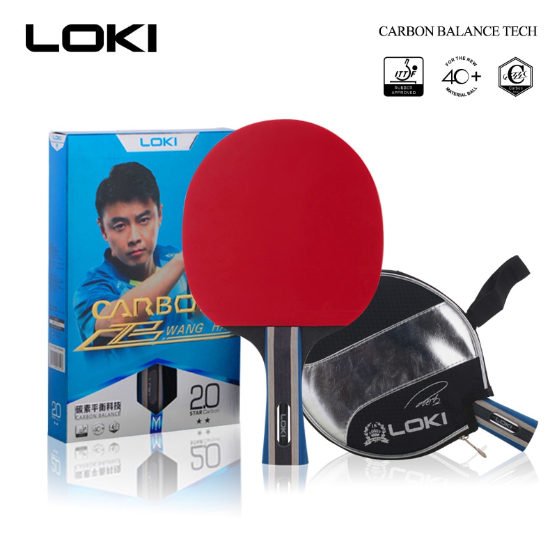 Loki 2- stjernet kulstofrør tech bordtennisketcher poppeltræ pingpongbat amatør pingpong-pagaj med taske