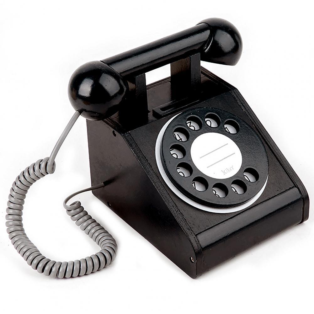 Rotary Phone Toy Hand-on Ability Universal Vibrant Color Traditional Bell Ring Tone Phone Toys:  Black