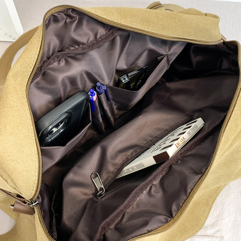 Grote Capaciteit Aktetassen Heren Reistassen Canvas Weekend Schoudertassen Multifunctionele Messenger Draagtassen Met Lange Strape