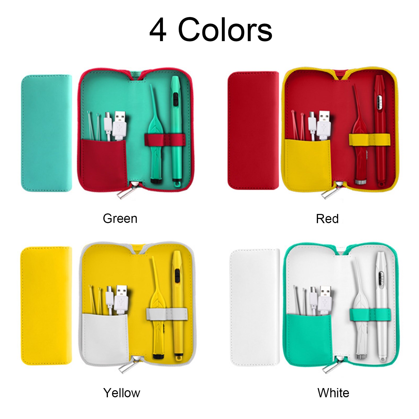 Extracción de cera de los oídos con herramientas y luz lupa palillo para las orejas Visual Kit de limpieza para los niños y los adultos cuchara oído conjunto para el cuidado del oído