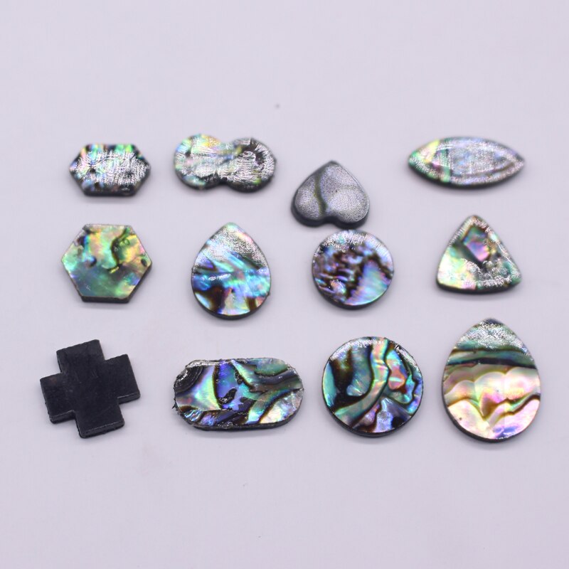 10 stuks oorbellen met natuurlijke abalone schelpen, liefdesringen met cabochon kralen en een platte achterkant, doe-het-zelf sieraden maken  c49: Willekeurig