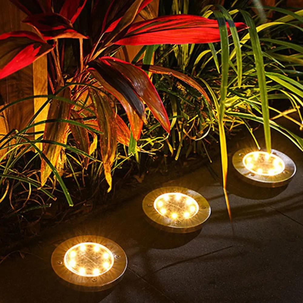 4/1 STKS Solar LED Vloerlamp 8LED Outdoor Gazon Licht Waterdichte Ondergrondse Lampen voor Gazon Decoratie Tuin Terras Binnenplaats