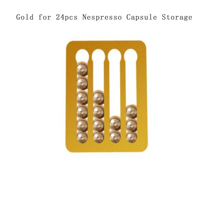 24/40 pods nespresso capsule opbergrek keukenkast restaurant wandtype opbergrek aluminium beugel koffie opbergplanken: 24 stuks goud
