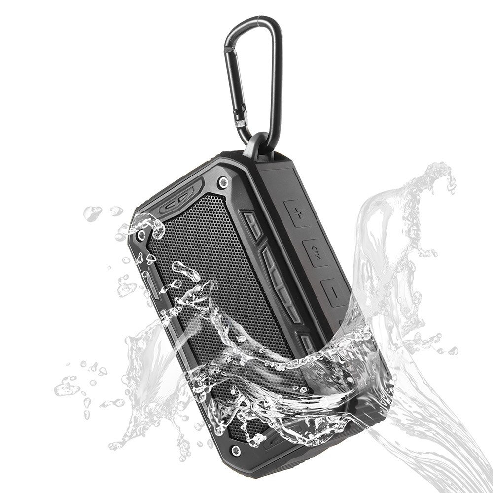 Draagbare Outdoor Waterdichte Draadloze Bluetooth Speaker Bass Stereo Subwoofer Aux Fm Radio Tf Card MP3 Speler Handsfree: Black