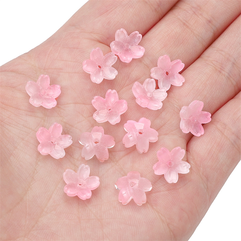 10 Uds. Cuentas sueltas degradadas de vidrio de 11mm, cuentas de flor de cerezo para hacer bricolaje, pulsera, collar, pendientes, accesorios: Morado