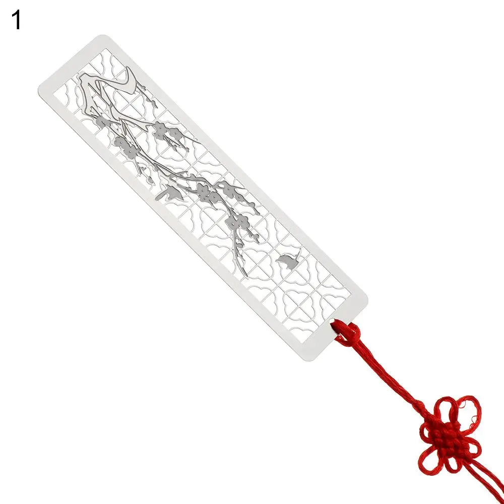 Metal Hollow Bookmarks Chinese Style Red Knot Book Clip Stainless Steel Pagination Mark Calligraphy Painting Kids: black