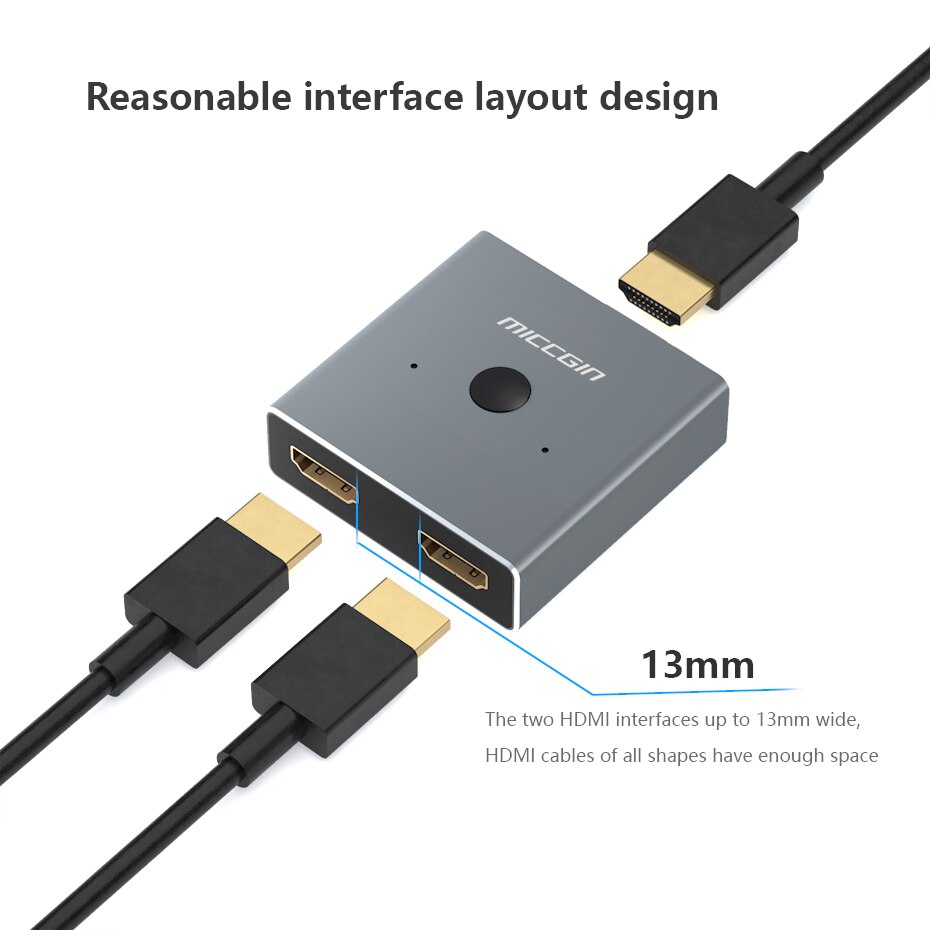 HDMI Switch 1 IN 2 OUT Wire Control HD 4K For XBOX 360 PS4 Smart Android HDTV Switcher Adapter Spliter MICCGIN