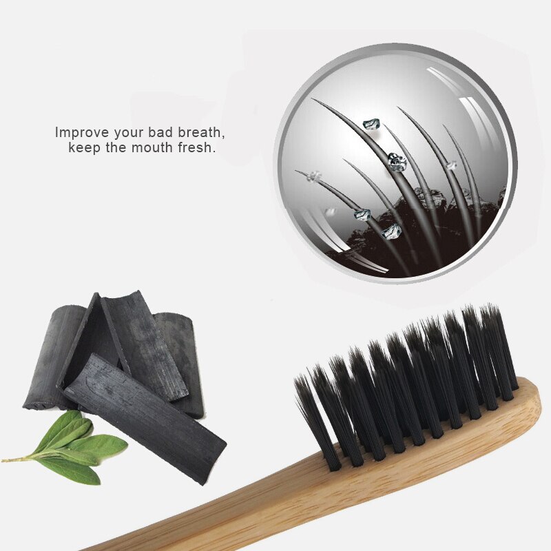 1 stk naturlig bambus skaft tandbørste miljøvenlig bløde børster voksen rejse tandbørste mundhygiejne pleje værktøjer