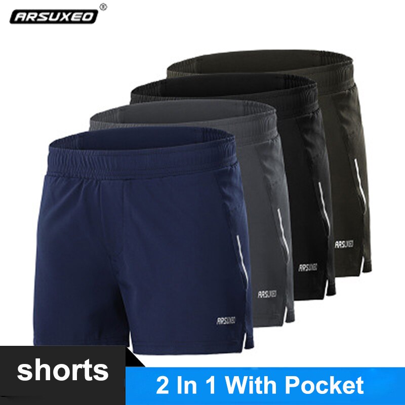 ARSUXEO 2 in 1 Sommer kurze Hose herren Fitnessstudio Laufen Ausbildung Joggen kurze Hose schnell trocken draussen Sport Laufen Sportbekleidung Fitness kurze Hose