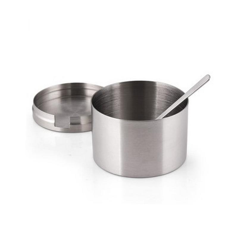 304 Stainless Steel Seasoning Jar Cylindrical Storage Tank Kitchen Tool Spoon Kitchenware Seasoning Box Supplies Dinnerware