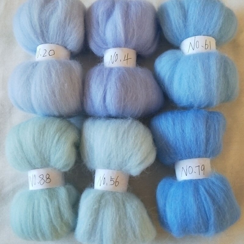 WFPFBEC vilt wol fiber 70 s wol voor naaldvilten merino zwervende wol blauw kleur 10 g/zak