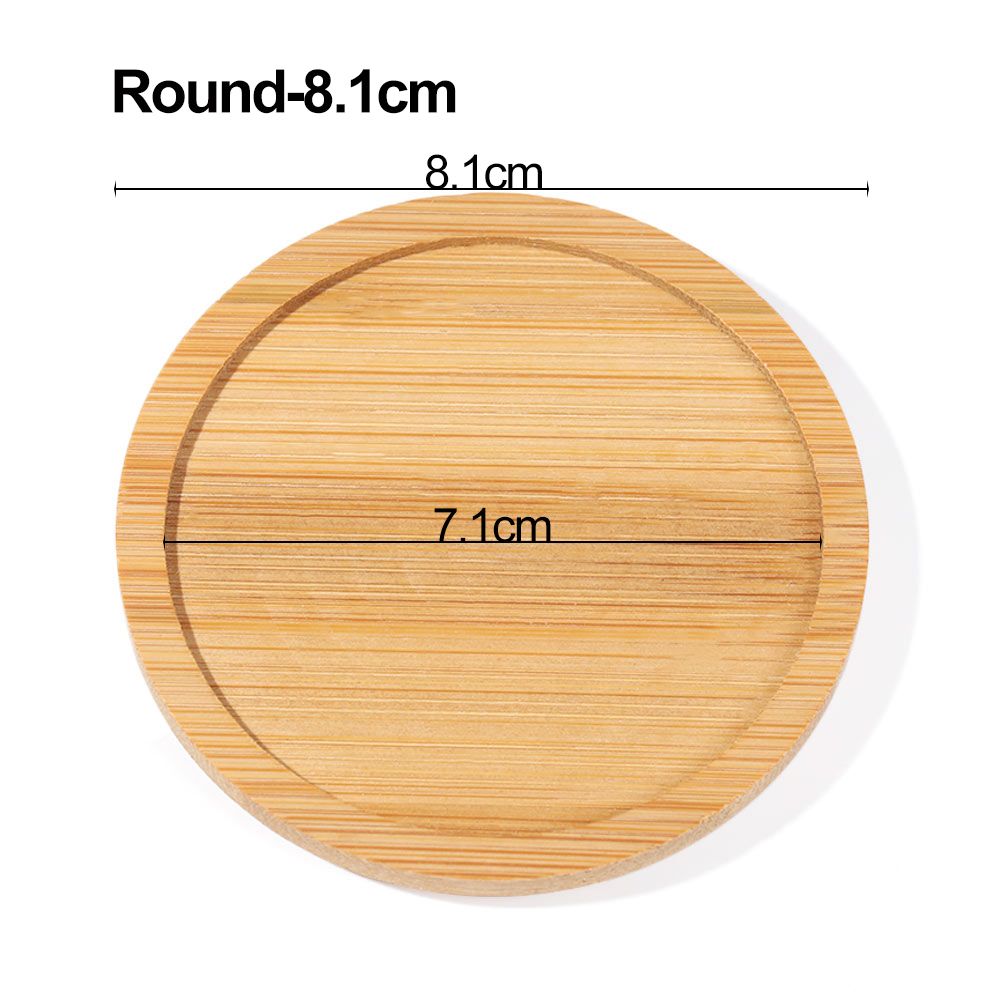 1PC Simple Bamboo Wood Tray Round Square Hexagon Flowerpot Base Pot Stander Succulents Bonsai Holder Home Decor Gardening: Clear