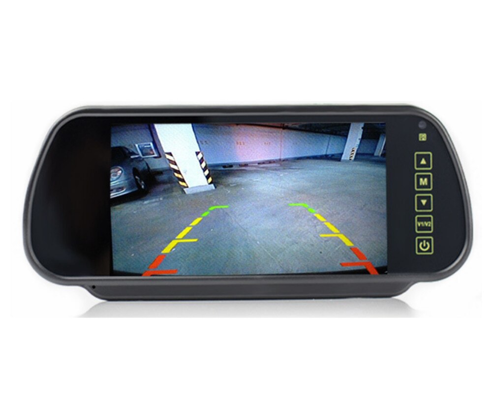 Auto Monitor 7 "TFT lcd-scherm achteruitkijkspiegel monitor parkeerhulp 2 av-ingang afstandsbediening, achteruitrijcamera optioneel
