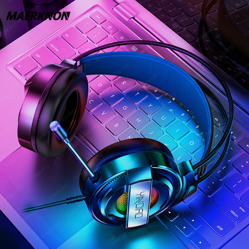 Wireless&Wired Bluetooth headphone with microphone Gaming headset Surround Sound Stereo with USB Light headphone for pc gamer