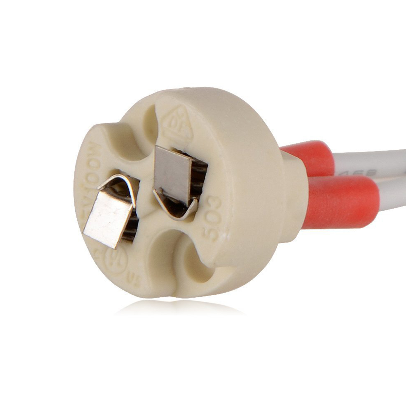 Conector de Base de enchufe MR16 Gu10, soporte de cerámica, cableado de lámpara para Base GU10, bombilla Led halógena Socke o GU10: Marfíl