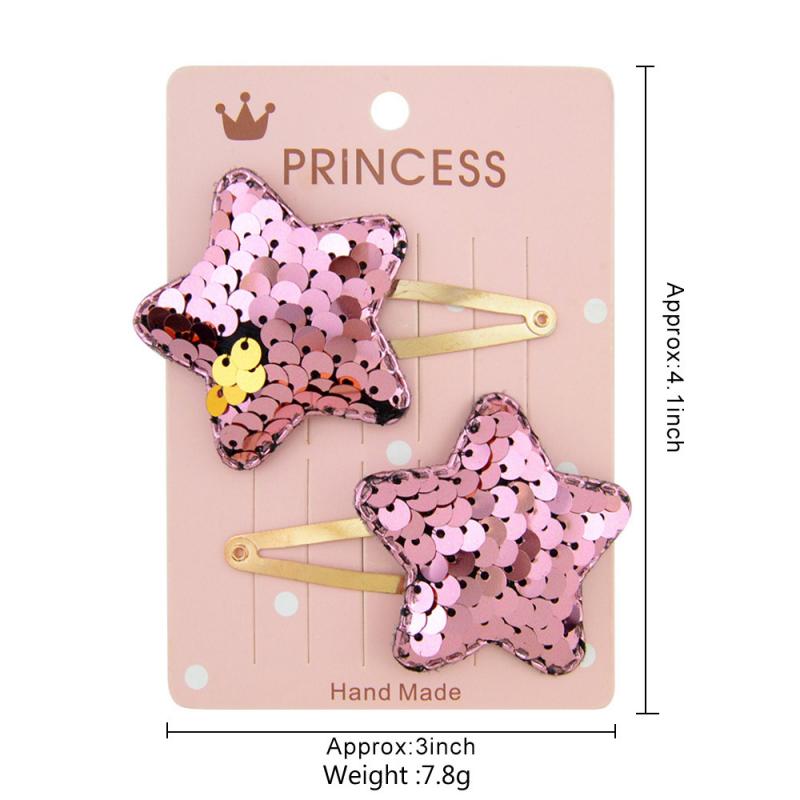Horquilla de pelo para niña, pasador de pelo de Color degradado con lentejuelas, Corona de amor de estrella de cinco puntas, horquilla dorada con clip BB, accesorios para el cabello, tocado