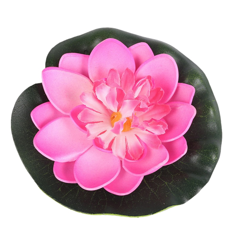 5 stk kunstig lotus åkande flydende blomsterdam tank plante blad ornament 10cm hjem bryllup havedam pool dekoration: Lyserød (5pc)