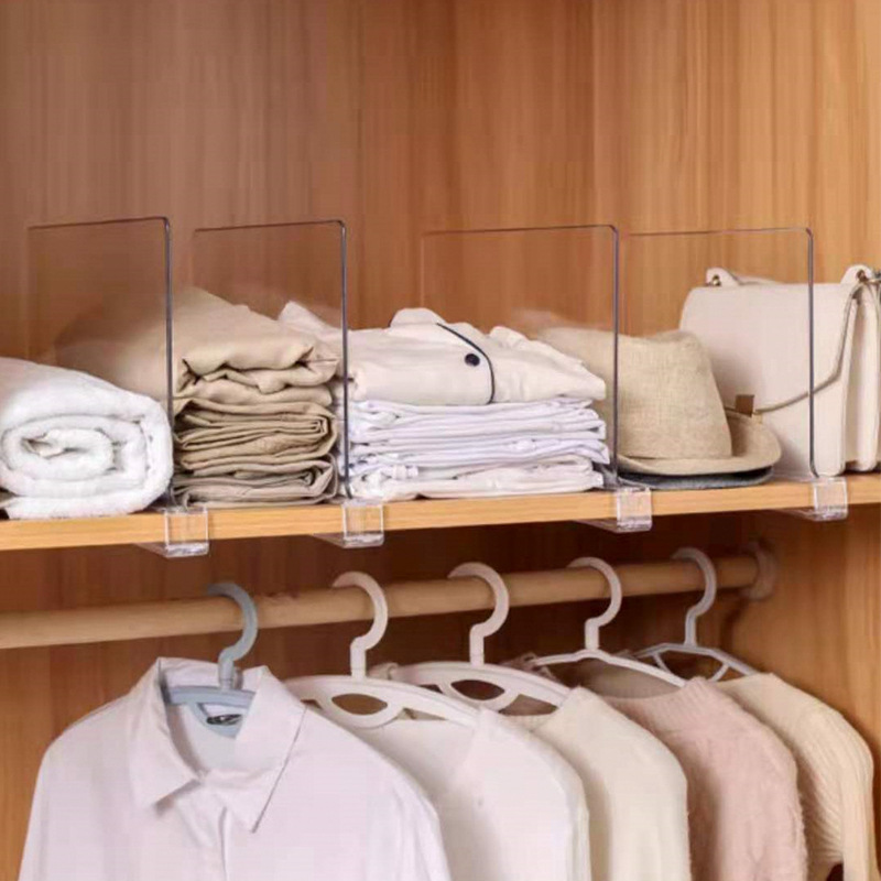 Estante de armario transparente para organizador de guardarropa, divisor de tela, deflector divisor de estantería, 4/6/8 Uds.
