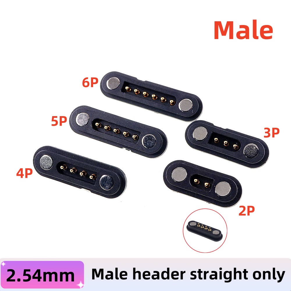 2Pcs 2 3 4 5 6Pin DC 2.54mm Magnetic Pogo Pin Connector Male Female 2A Waterproof High Current Spring Loaded Power Socket: army green / 6p