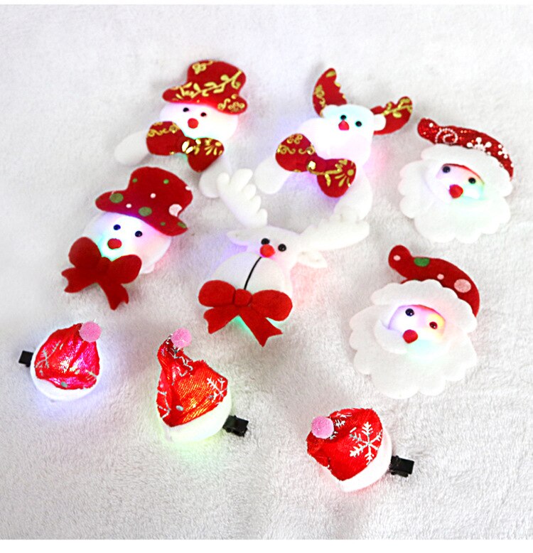 Kerst led-lichtspeld lichtgevende haarspeld broches pluche sneeuwpop hert kerstman feestversiering kerstgunst
