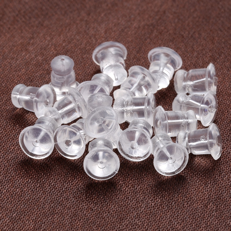 ZHUKOU 200pcs/lot Clear Soft Silicone Rubber Earring Backs Safety Rubber Stopper Jewelry Accessories DIY Ear Plugging model:VE86