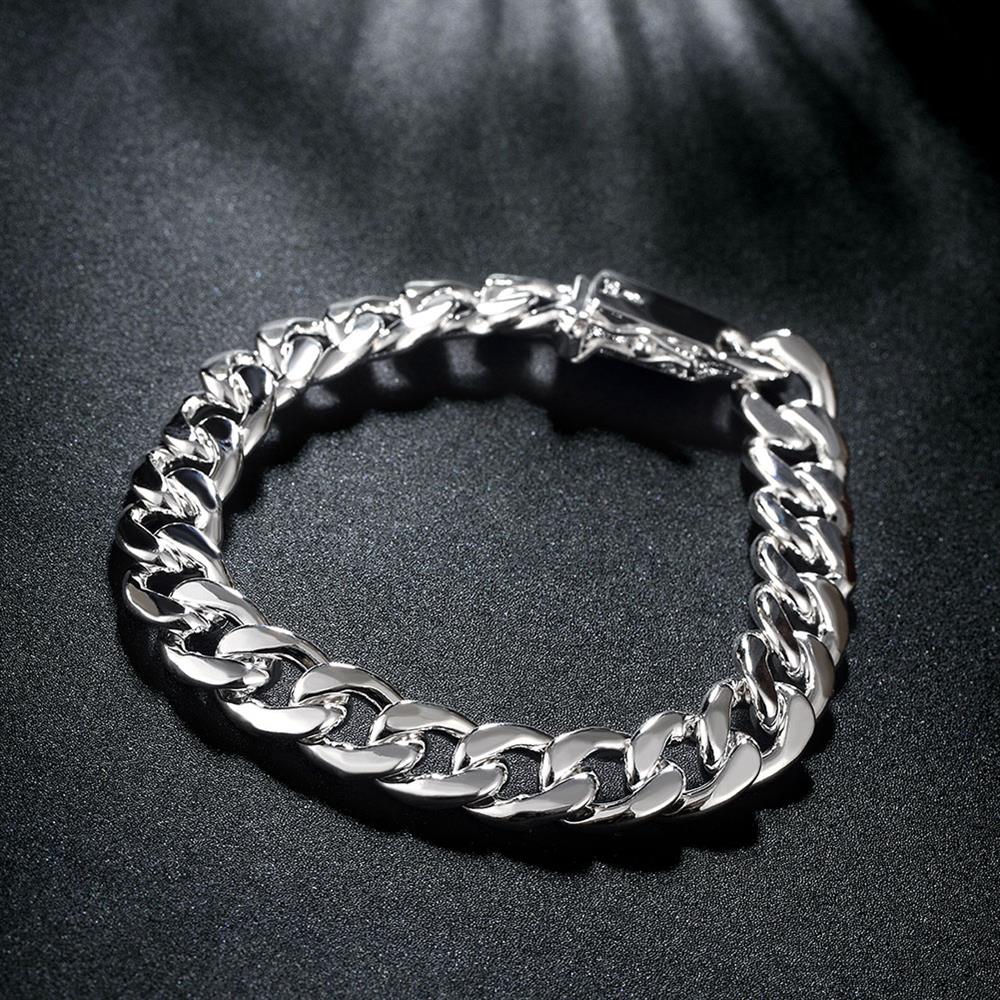 Berlock 925 sterling silver armband halsband smycken set för män klassisk 10mm kvadrat kedja 20/22/24 tums fest