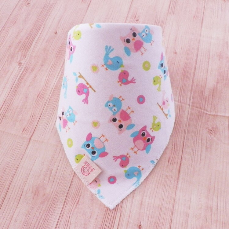 Bomuld baby hagesmæk kærlighed hjerte tørklæde sød ugle børn krave børn drenge piger halsvarmere tørklæder 3pc pr sæt trekant hagesmække: Ugle hagesmæk